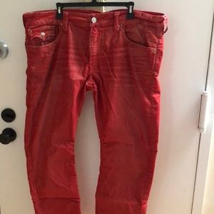 Red Corduroy True Religion Jeans